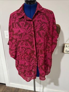 torrid Fuchsia Floral Button-Down Blouse